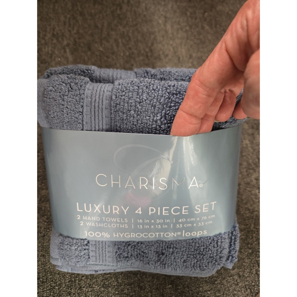 Charisma 100% Hygrocotton 4 Piece Set 2 Hand Towels & 2 Washcloth - Flint Stone